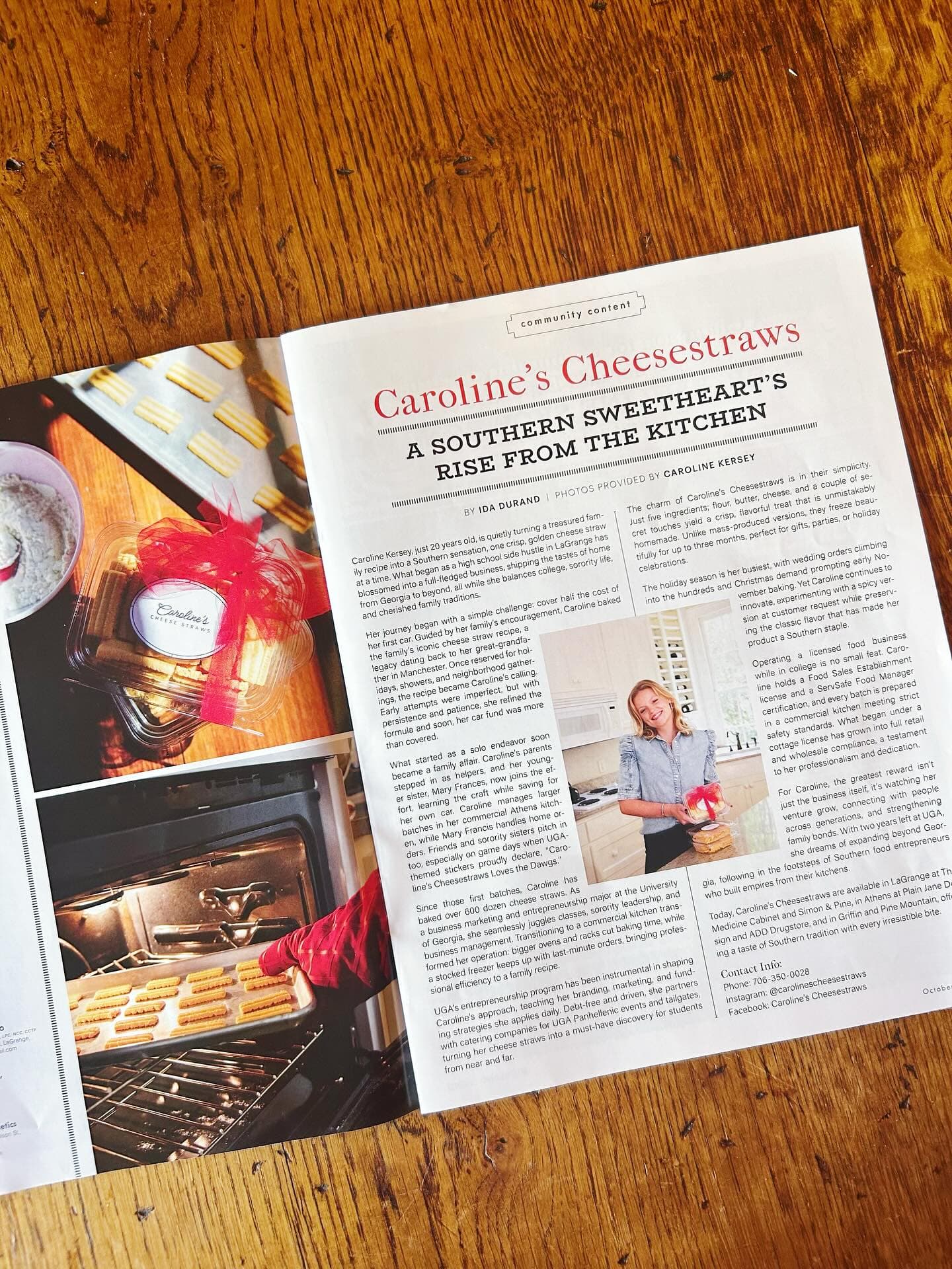 Magazine feature spread — Caroline's Cheesestraws: A Southern Sweetheart's Rise from the Kitchen