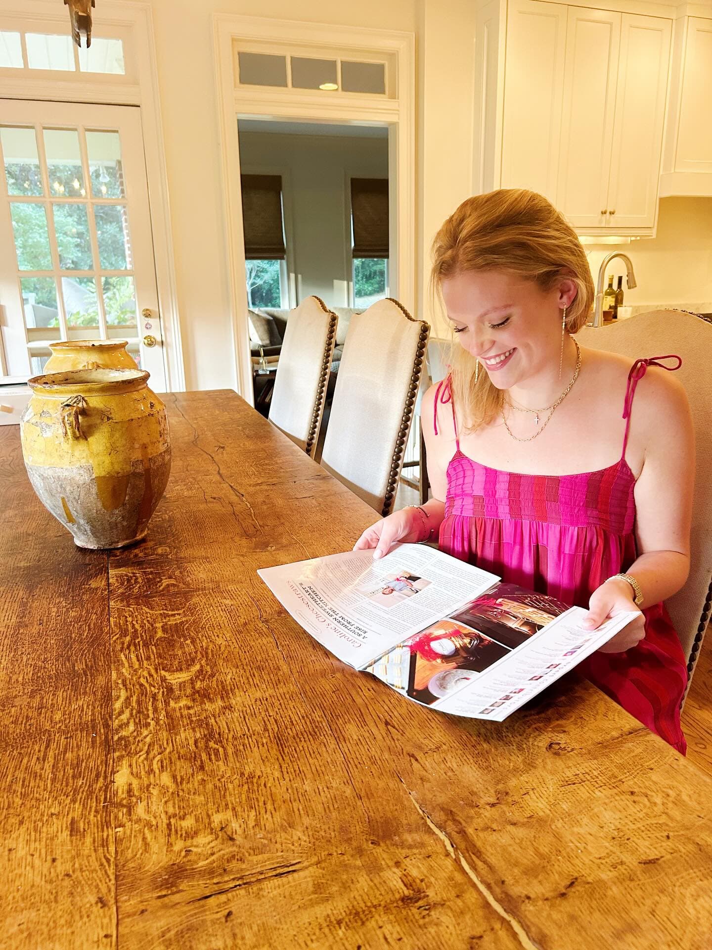 Caroline reading her magazine feature